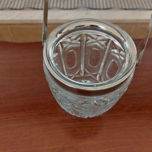 Crystal ice bucket like new, vintage ice cube holder
