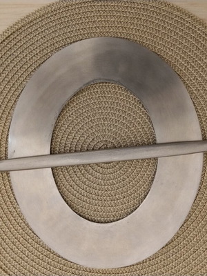 Metal curtain holdback ring with needle, modern minimal style