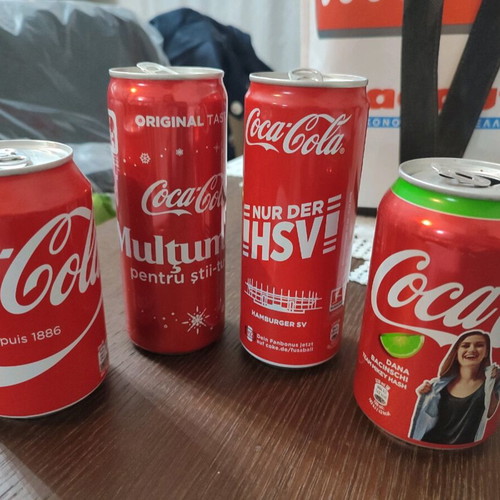 Coca Cola cans from European countries, pack of 3