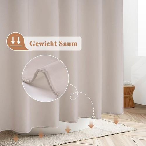 EurCross textile shower curtain 180 x 200 cm, water-repellent, beige