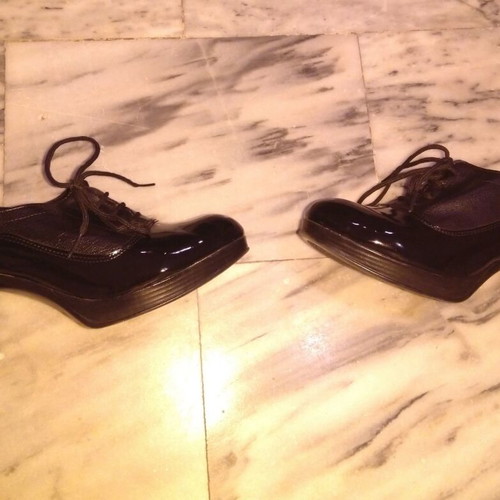 Black patent leather high heel shoes, size 38
