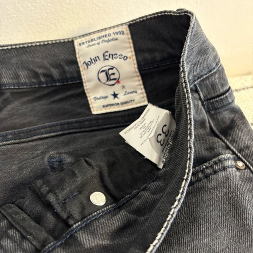 John Enzzo Black Slim Jean with Rips like New, Size W33