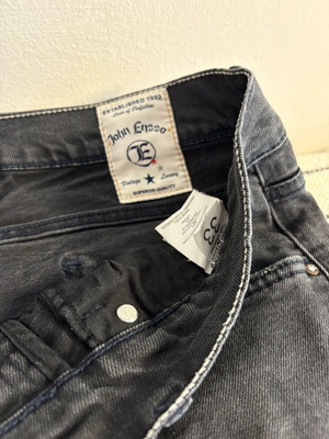 John Enzzo Black Slim Jean with Rips like New, Size W33