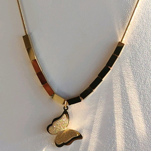 Steel necklace new, gold and silver color
