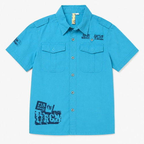 Oldport Boys' Short Sleeve Shirt 140 cm 10 Years Like New, Turquoise