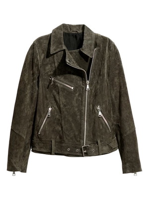 H&M leather suede jacket like new, size M, khaki