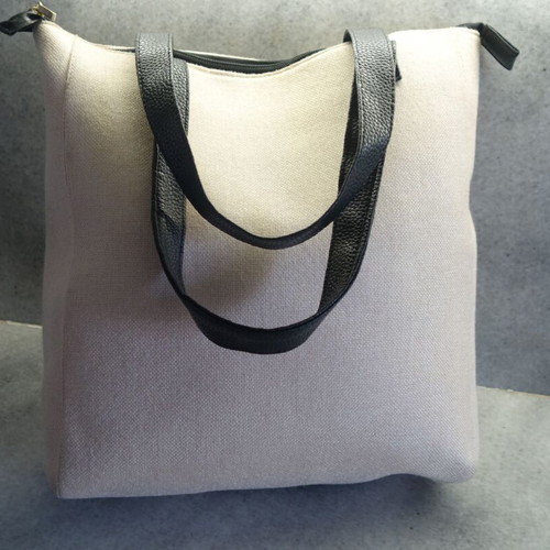 Fabric bag like new, handheld, black and beige