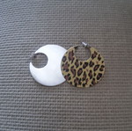 Leopard round double-sided metal earrings
