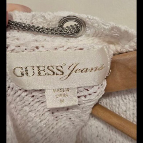 Guess Jeans vintage white knitted top with chains, size M