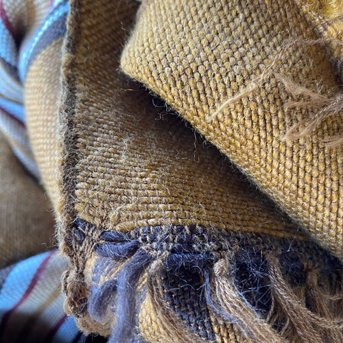 Vintage woven blanket used, 145 x 225 cm, high quality wool blend