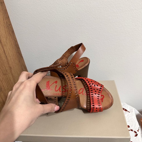 Xusandalia leather sandals like new, brown and coral, size 36