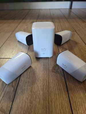 Eufy Security set with 4 wireless cameras and HomeBase used