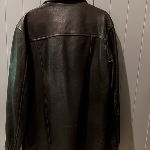 Transmission leather jacket Montgomery style like new, men's medium black