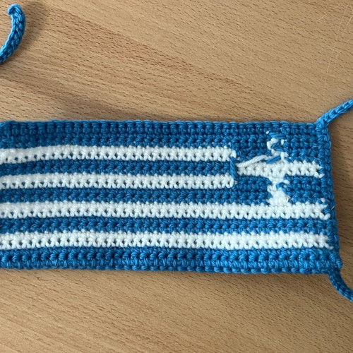 Handmade crochet mug cozy with Greek flag new