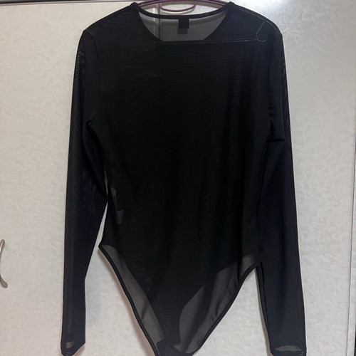 Shein women's sheer bodysuit black new, size Large