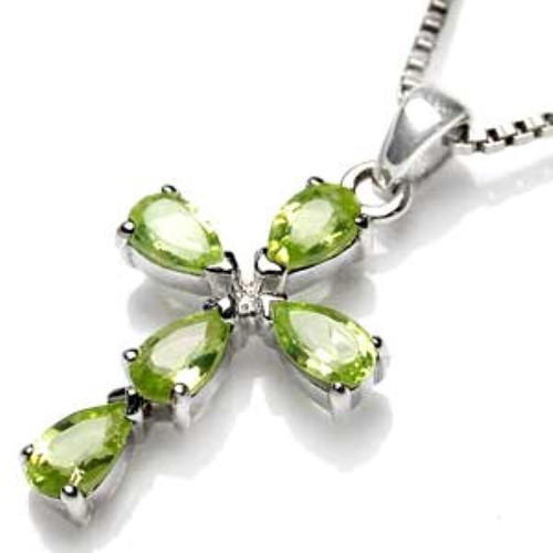 Silver 925 cross with peridot new