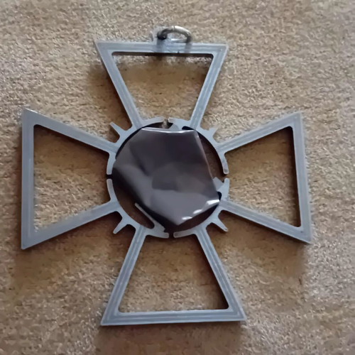 Large German Cross pendant made of steel used, 5.5cm x 5.5cm
