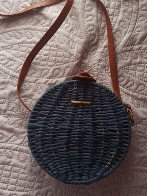 Bag to Bag τσάντα ώμου σαν καινούργιο, μπλε και καφέ ψάθινη