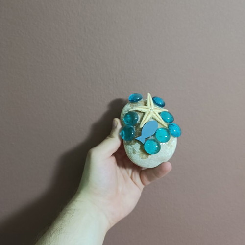 Handmade Sea Decor with Starfish and Blue Stones