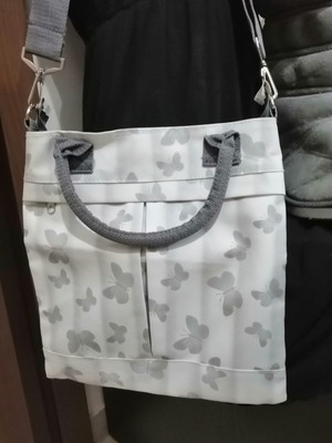 Crossbody bag used, plastic exterior, lined interior