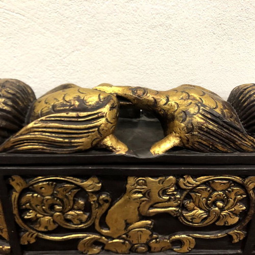 Wooden carved box like new with bird and fish theme