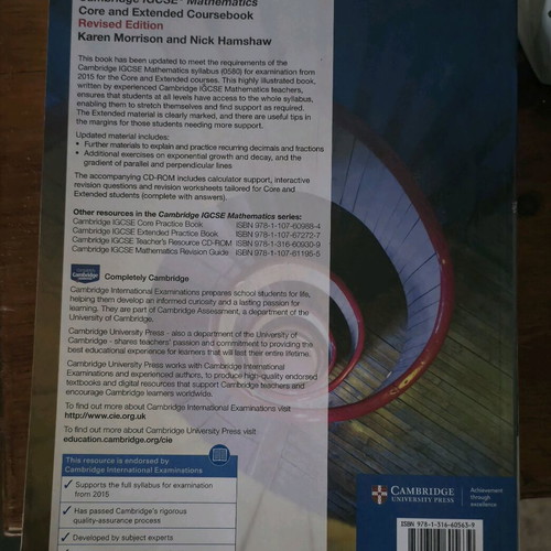 Cambridge IGCSE Mathematics Core and Extended Coursebook like new