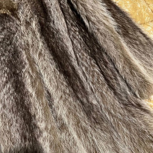 Raccoon fur coat like new, size L, gray brown