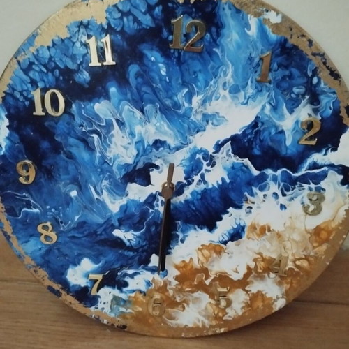 Wooden decorative clock handpainted, like new