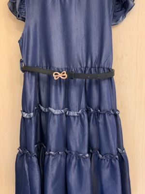Girls' dress blue like new, sizes 122-128 cm