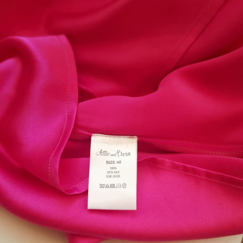 Attic and Barn Satin Silk Dress like new, fuchsia, asymmetrical