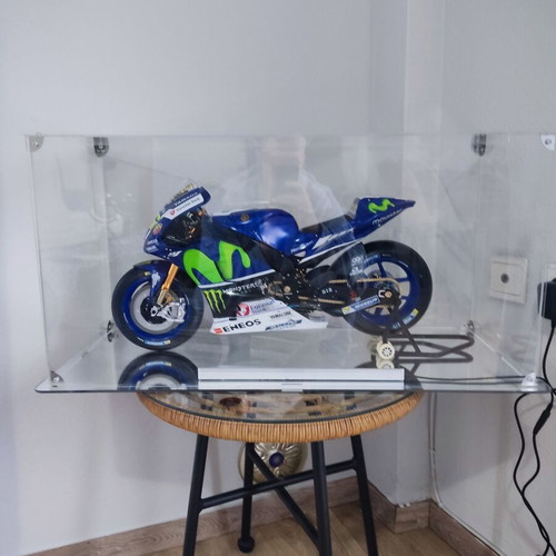 Valentino Rossi Motorcycle Model with Illuminated Display Case and Magazines