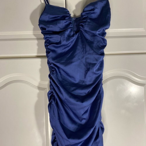 Dress with ruching used, blue, size S