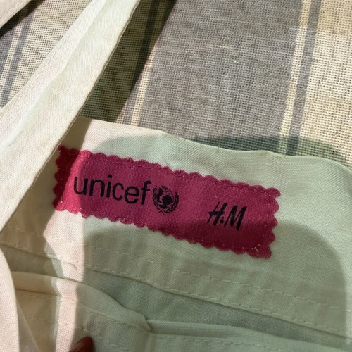 H&M x UNICEF tote bag used with Lanvin print