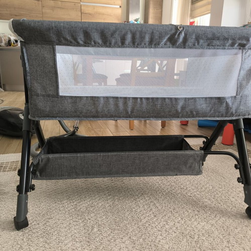 Baby Cot like new with mattress, wheels, shelf, and mosquito net