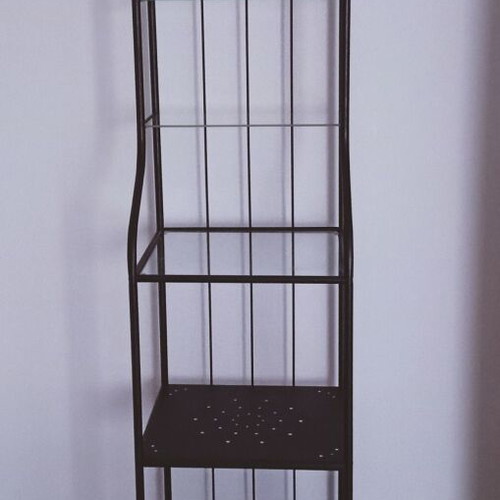 IKEA RONNSKAR metal shelf with glass shelves