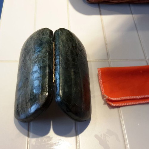 Leather glasses case new, green