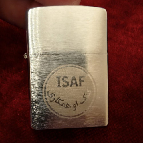 Zippo ISAF Afghanistan 2003 lighter brushed chrome, like new