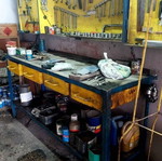 Workshop bench and tool rack used