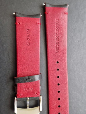 Baume & Mercier calf leather watch strap new 22mm black and red