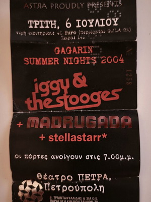 Iggy Pop & The Stooges Concert Ticket used, Gagarin Summer Nights 2004