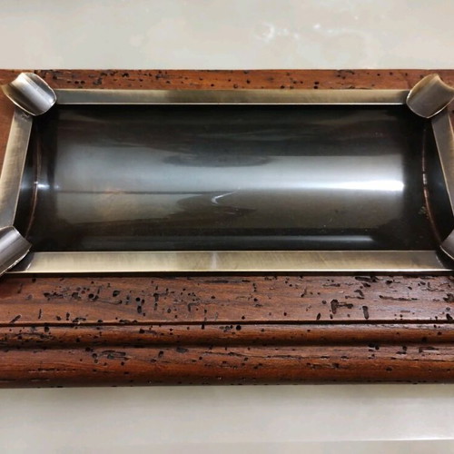 Handmade Ashtray from Tin and Wood