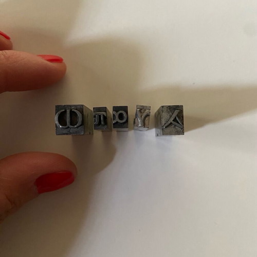 Typography blocks "Αγαπω" like new, rare