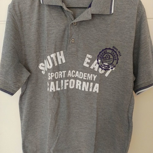 Admiral pique men's polo shirt new, light gray with purple print, size S