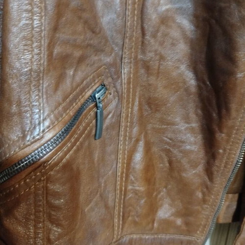 Saint Tropez leather jacket new, vintage style, brown, size S