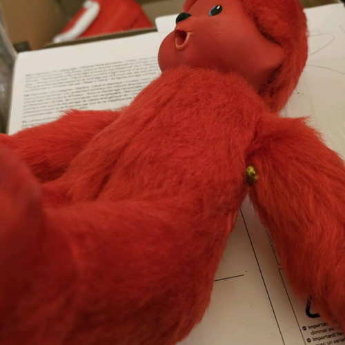 Monchhichi devil doll vintage used, red 02