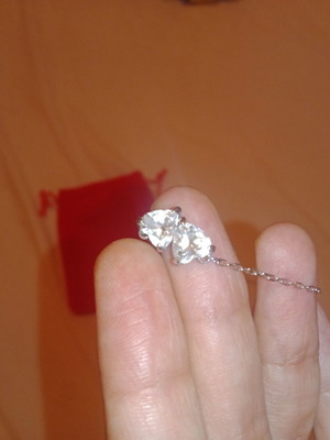 Swarovski διπλό κολιέ καρδιά μεταχειρισμένο, ασημί