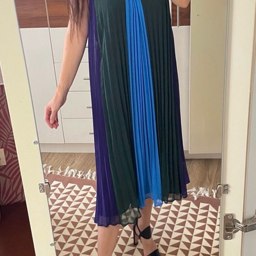 Massimo Dutti Pleated Halter Dress new, blue and green, sizes M and L