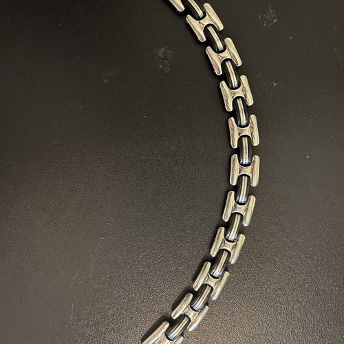 Men's hand chain used, steel with rubber details, 21 cm