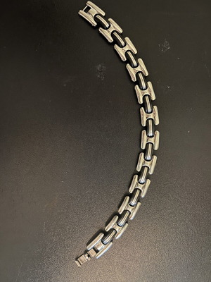 Men's hand chain used, steel with rubber details, 21 cm