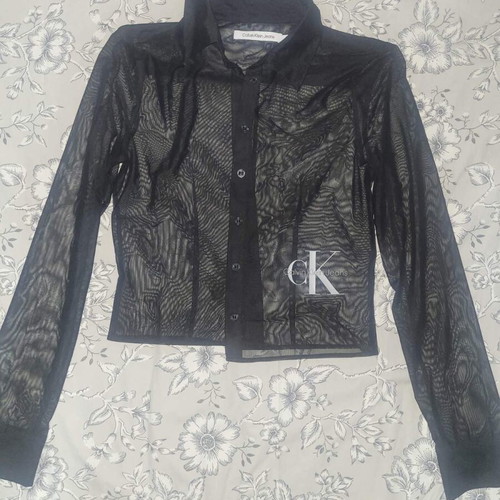 Calvin Klein Black Sheer Shirt new XS